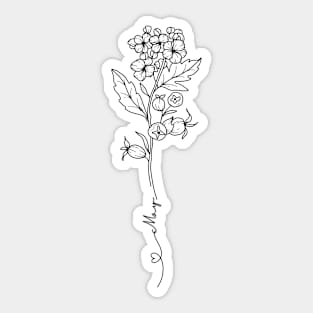 Minimalist Botanical Drawing  Hawthorn May Birth Flower Sticker